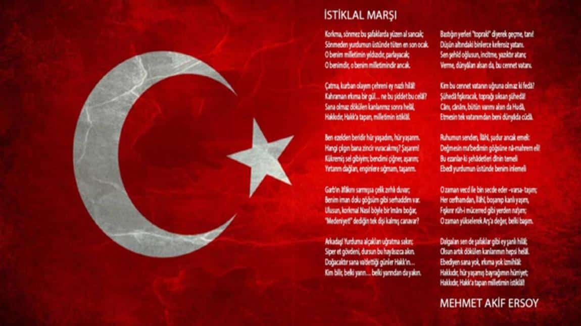 İstiklal Marşı şiir yarışmasında ilçe birincisi olduk.